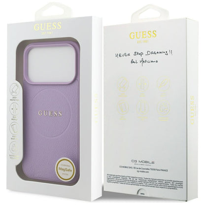 MagSafe Case for Apple iPhone 17 Pro Max, Guess, Grained Gold Ring, Purple