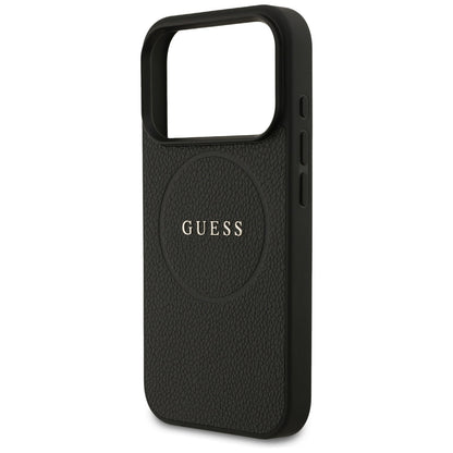 MagSafe Case for Apple iPhone 17 Pro Max, Guess, Grained Gold Ring, Black