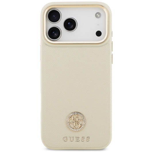 Калъф MagSafe за Apple iPhone 17 Pro Max, Guess, Grained Strass Logo, Бежов