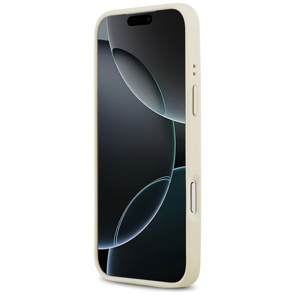 Калъф MagSafe за Apple iPhone 17 Pro Max, Guess, Grained Strass Logo, Бежов