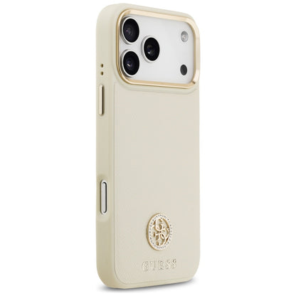 Калъф MagSafe за Apple iPhone 17 Pro Max, Guess, Grained Strass Logo, Бежов