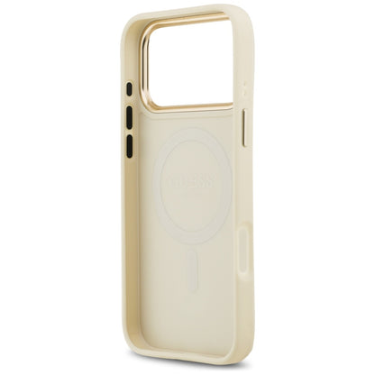 Калъф MagSafe за Apple iPhone 17 Pro Max, Guess, Grained Strass Logo, Бежов