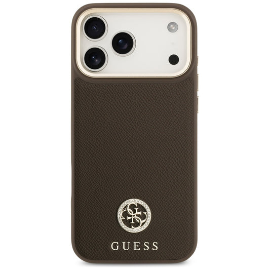 Калъф MagSafe за Apple iPhone 17 Pro Max, Guess, Grained Strass Logo, Кафяв