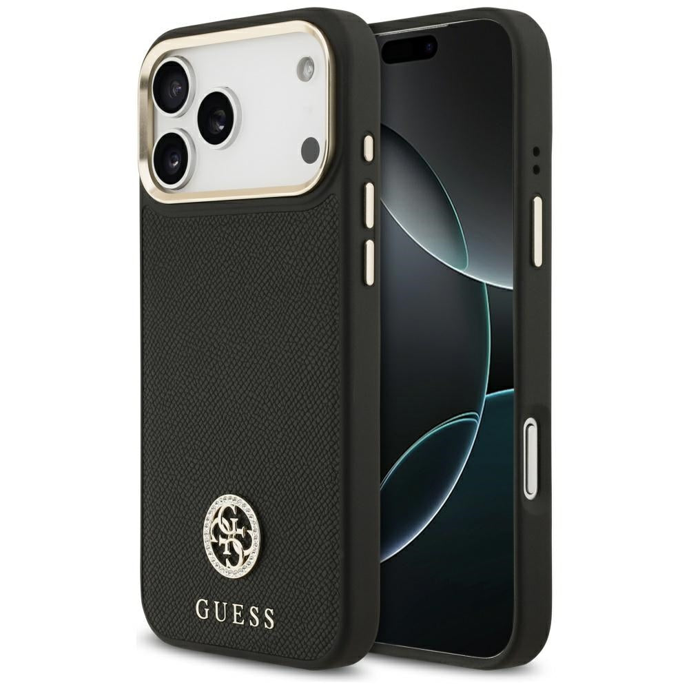Калъф MagSafe за Apple iPhone 17 Pro Max, Guess, Grained Strass Logo, Черен