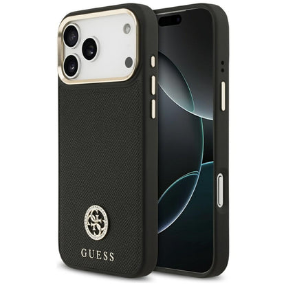 Калъф MagSafe за Apple iPhone 17 Pro Max, Guess, Grained Strass Logo, Черен