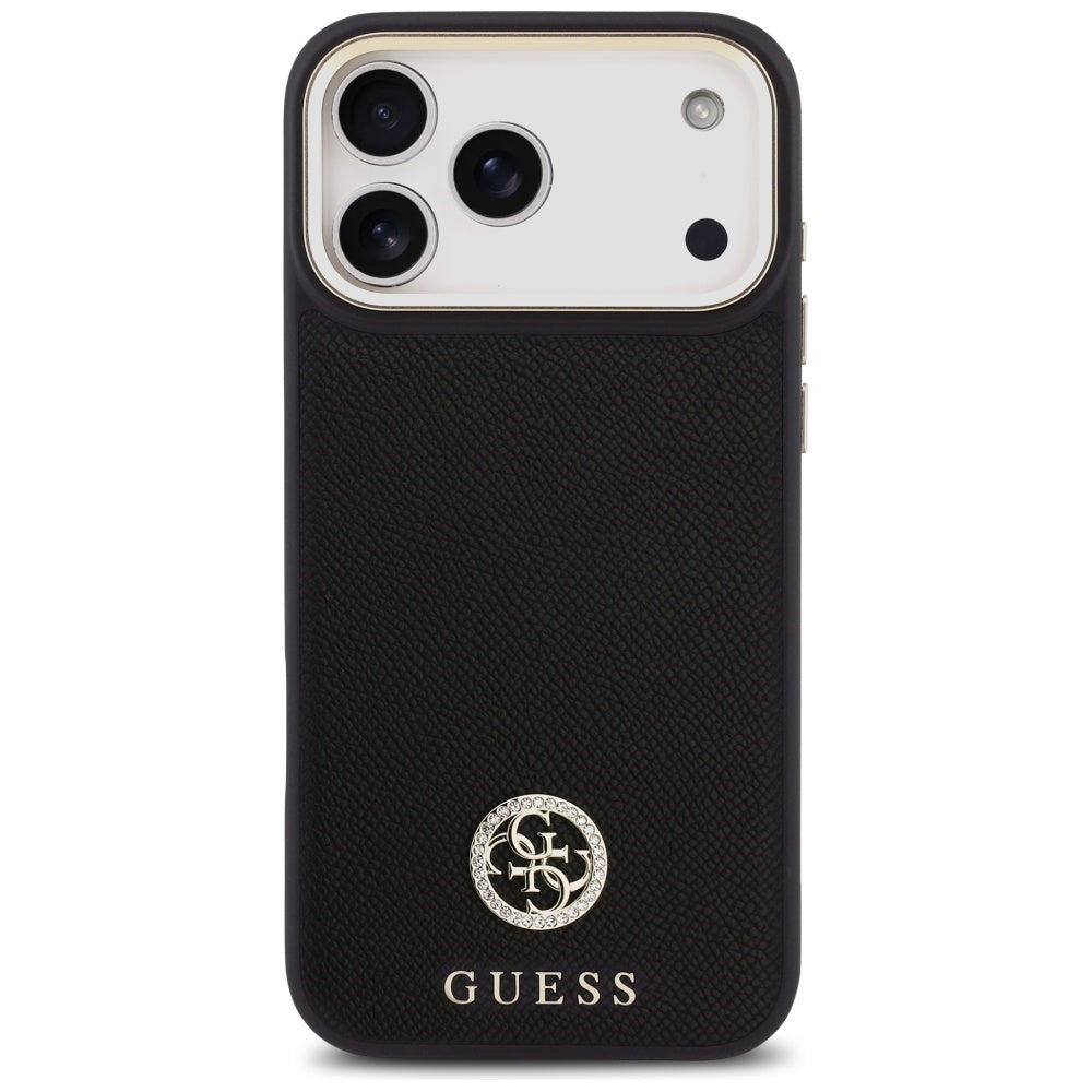 Калъф MagSafe за Apple iPhone 17 Pro Max, Guess, Grained Strass Logo, Черен