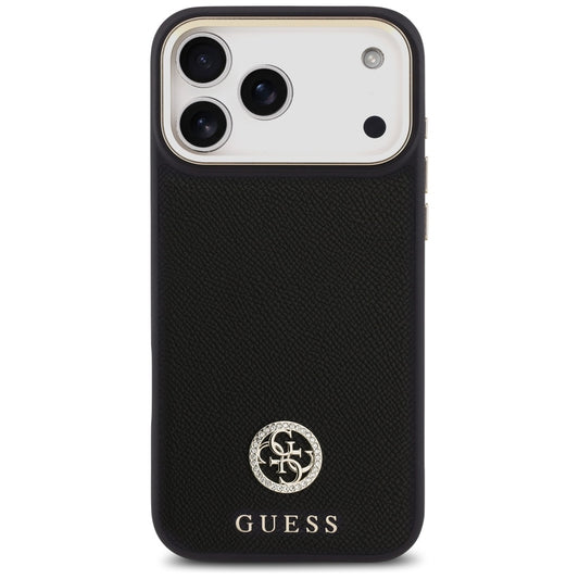 Калъф MagSafe за Apple iPhone 17 Pro Max, Guess, Grained Strass Logo, Черен
