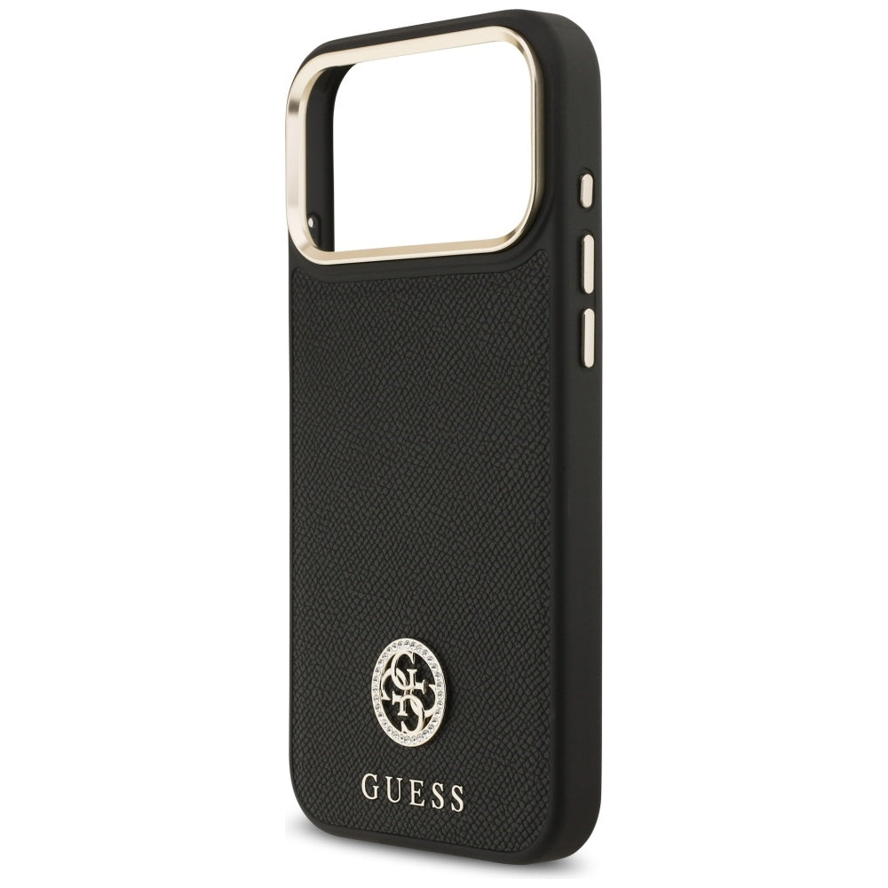 Калъф MagSafe за Apple iPhone 17 Pro Max, Guess, Grained Strass Logo, Черен