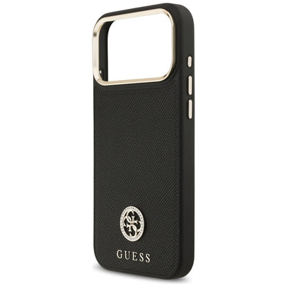 Калъф MagSafe за Apple iPhone 17 Pro Max, Guess, Grained Strass Logo, Черен