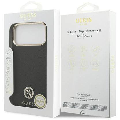 Калъф MagSafe за Apple iPhone 17 Pro Max, Guess, Grained Strass Logo, Черен