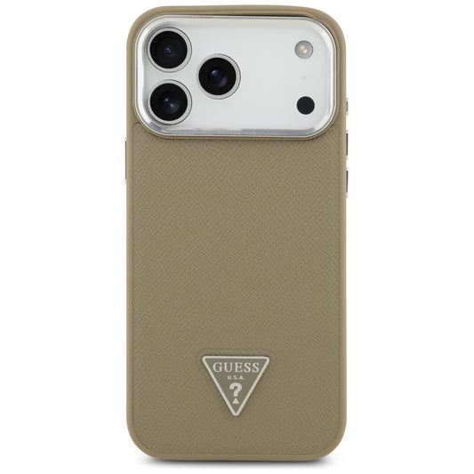 Калъф MagSafe за Apple iPhone 17 Pro Max, Guess, Grained Triangle Logo, Кафяв