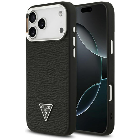 Калъф MagSafe за Apple iPhone 17 Pro Max, Guess, Grained Triangle Logo, Черен