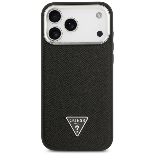 Калъф MagSafe за Apple iPhone 17 Pro Max, Guess, Grained Triangle Logo, Черен
