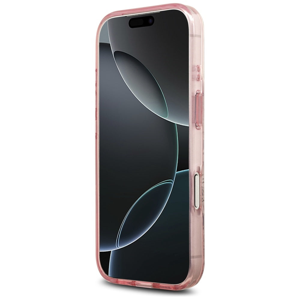 Калъф MagSafe за Apple iPhone 17 Pro Max, Guess, IML Flower & Tonal Circle, Розов