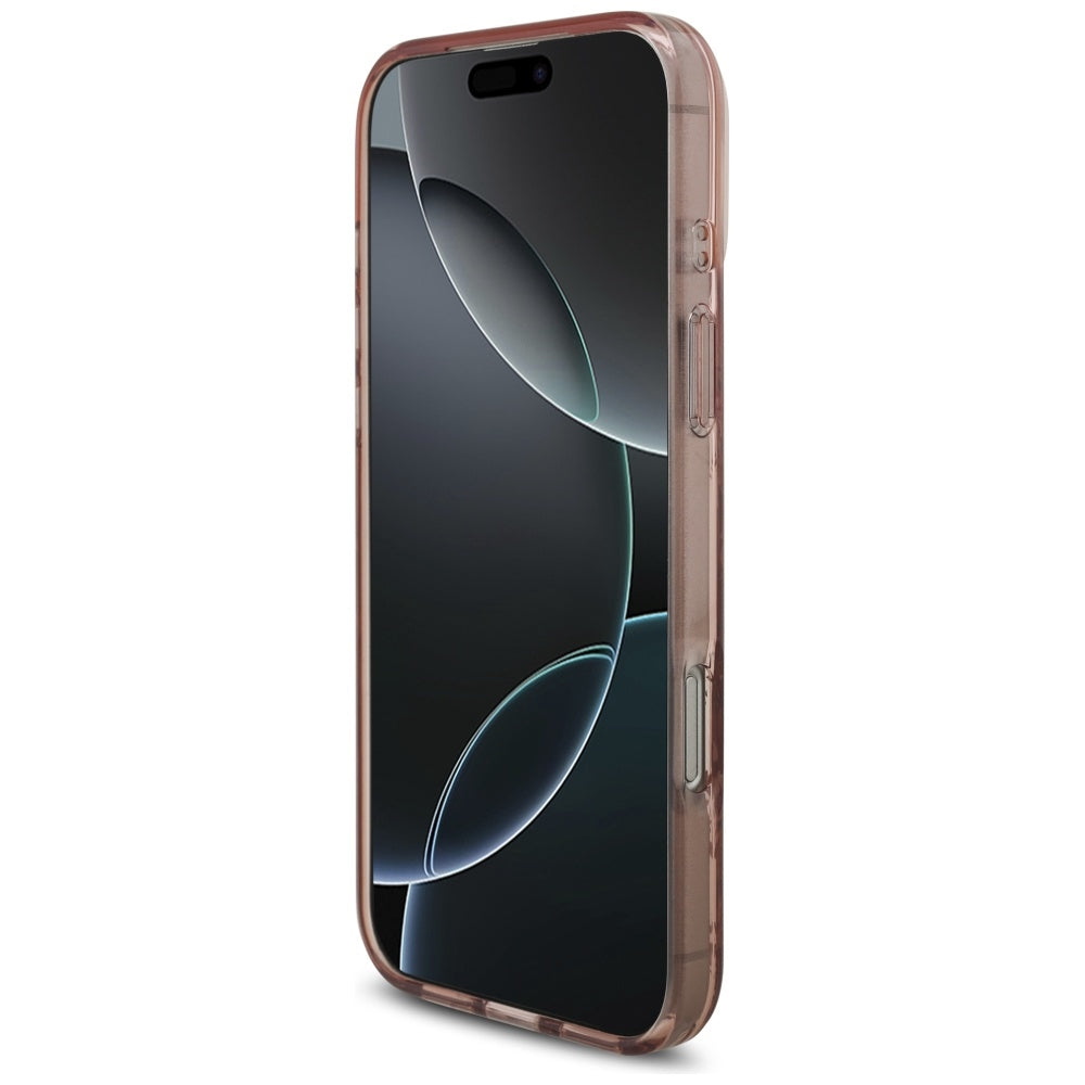 Калъф MagSafe за Apple iPhone 17 Pro Max, Guess, IML Flowers with Pearl Strap, Розов