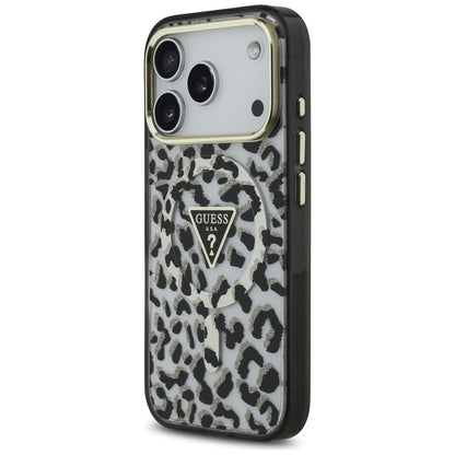 Калъф MagSafe за Apple iPhone 17 Pro Max, Guess, Leopard Glitter, Черен