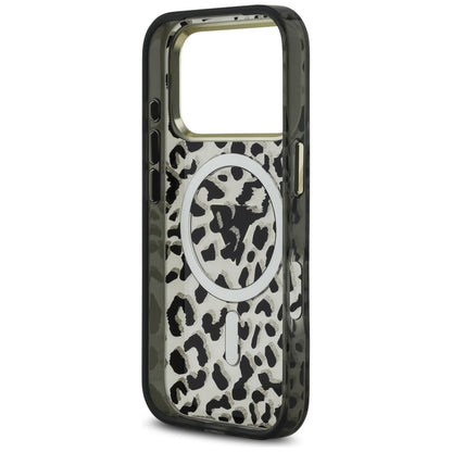 Калъф MagSafe за Apple iPhone 17 Pro Max, Guess, Leopard Glitter, Черен