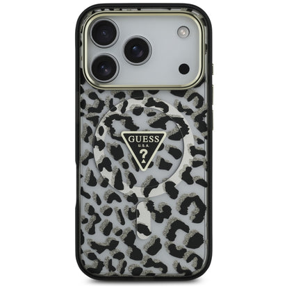 Калъф MagSafe за Apple iPhone 17 Pro Max, Guess, Leopard Glitter, Черен