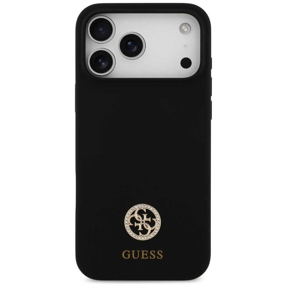 Калъф MagSafe за Apple iPhone 17 Pro Max, Guess, Logo Strass 4G, Черен