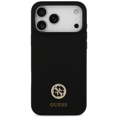Калъф MagSafe за Apple iPhone 17 Pro Max, Guess, Logo Strass 4G, Черен