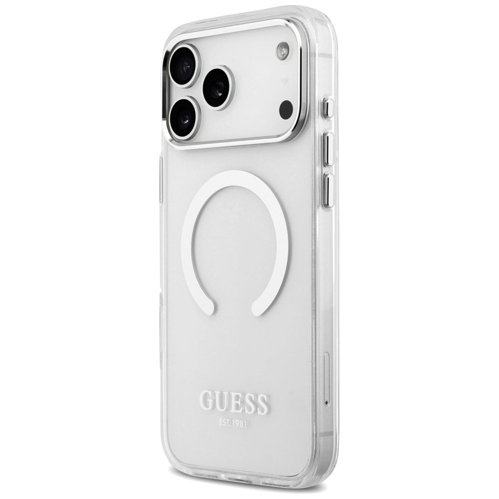 Калъф MagSafe за Apple iPhone 17 Pro Max, Guess, Metal Outline, Сребрист