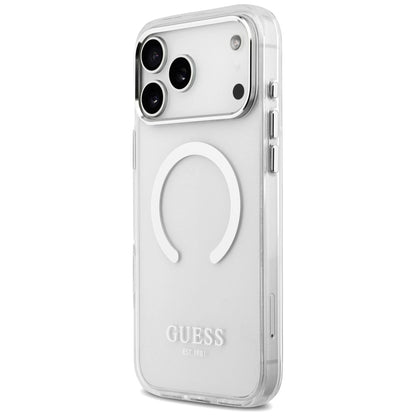 Калъф MagSafe за Apple iPhone 17 Pro Max, Guess, Metal Outline, Сребрист