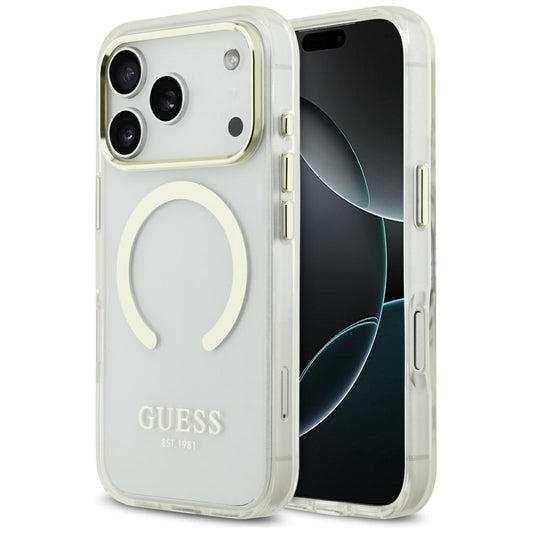 Калъф MagSafe за Apple iPhone 17 Pro Max, Guess, Metal Outline, Златист
