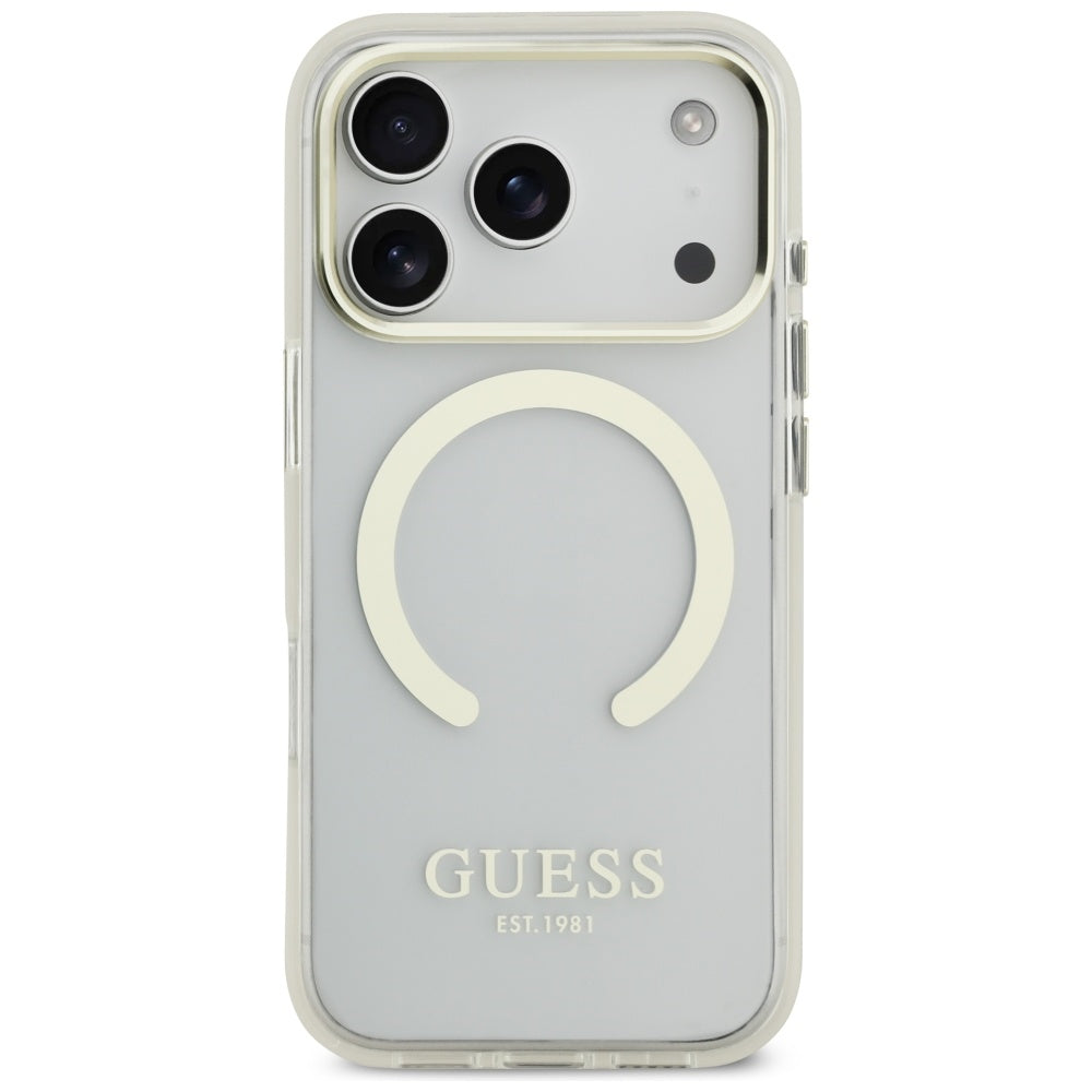 Калъф MagSafe за Apple iPhone 17 Pro Max, Guess, Metal Outline, Златист