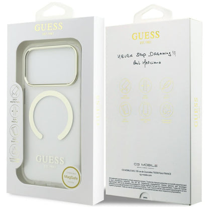 Калъф MagSafe за Apple iPhone 17 Pro Max, Guess, Metal Outline, Златист