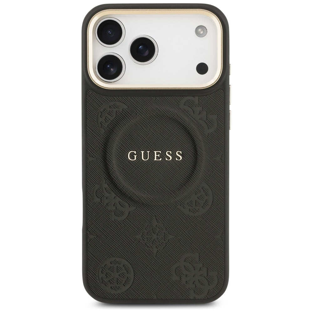 Калъф MagSafe за Apple iPhone 17 Pro Max, Guess, Peony Hot Stamp, Черен