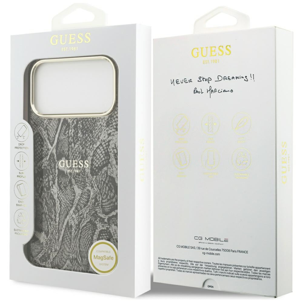 Калъф MagSafe за Apple iPhone 17 Pro Max, Guess, Python Pattern, Черен