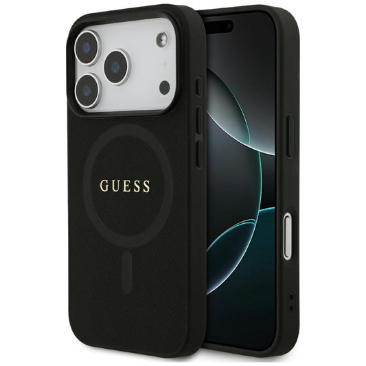 Калъф MagSafe за Apple iPhone 17 Pro Max, Guess, Saffiano Classic Logo, Черен