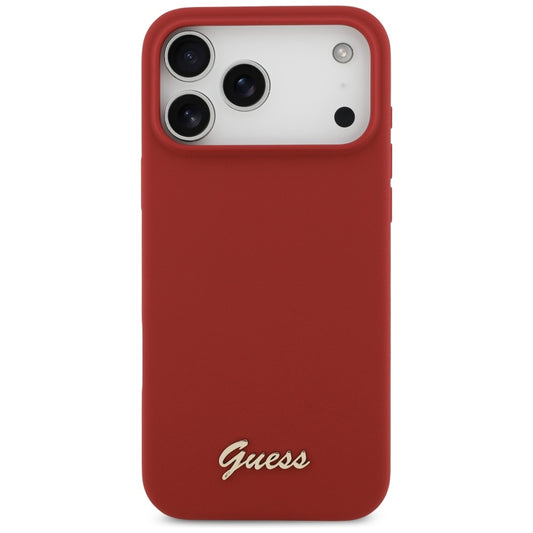 Калъф MagSafe за Apple iPhone 17 Pro Max, Guess, Script Metal Logo, Розов