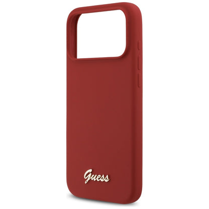 Калъф MagSafe за Apple iPhone 17 Pro Max, Guess, Script Metal Logo, Розов