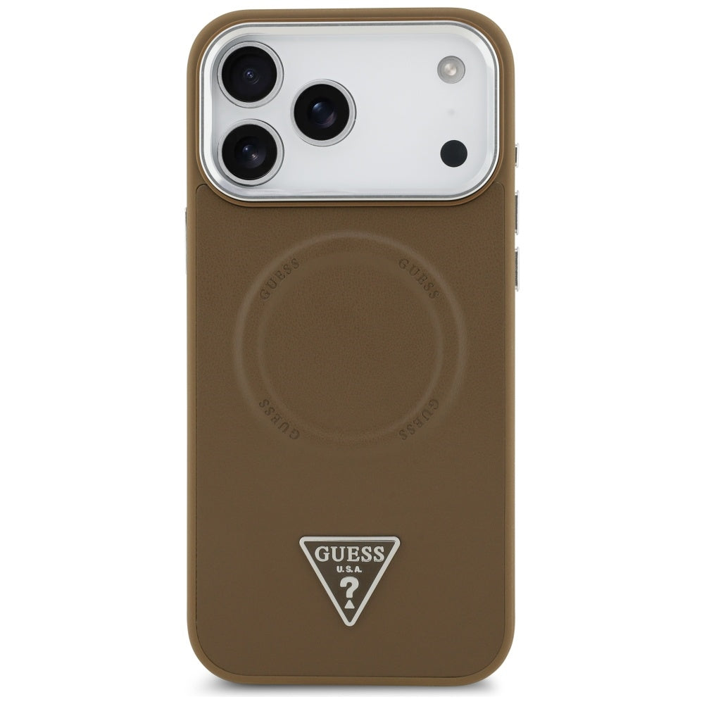 Калъф MagSafe за Apple iPhone 17 Pro Max, Guess, Triangle Logo, Кафяво Сребрист