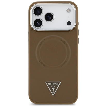 Калъф MagSafe за Apple iPhone 17 Pro Max, Guess, Triangle Logo, Кафяво Сребрист
