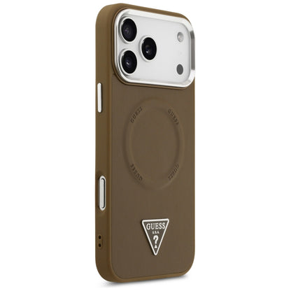 Калъф MagSafe за Apple iPhone 17 Pro Max, Guess, Triangle Logo, Кафяво Сребрист