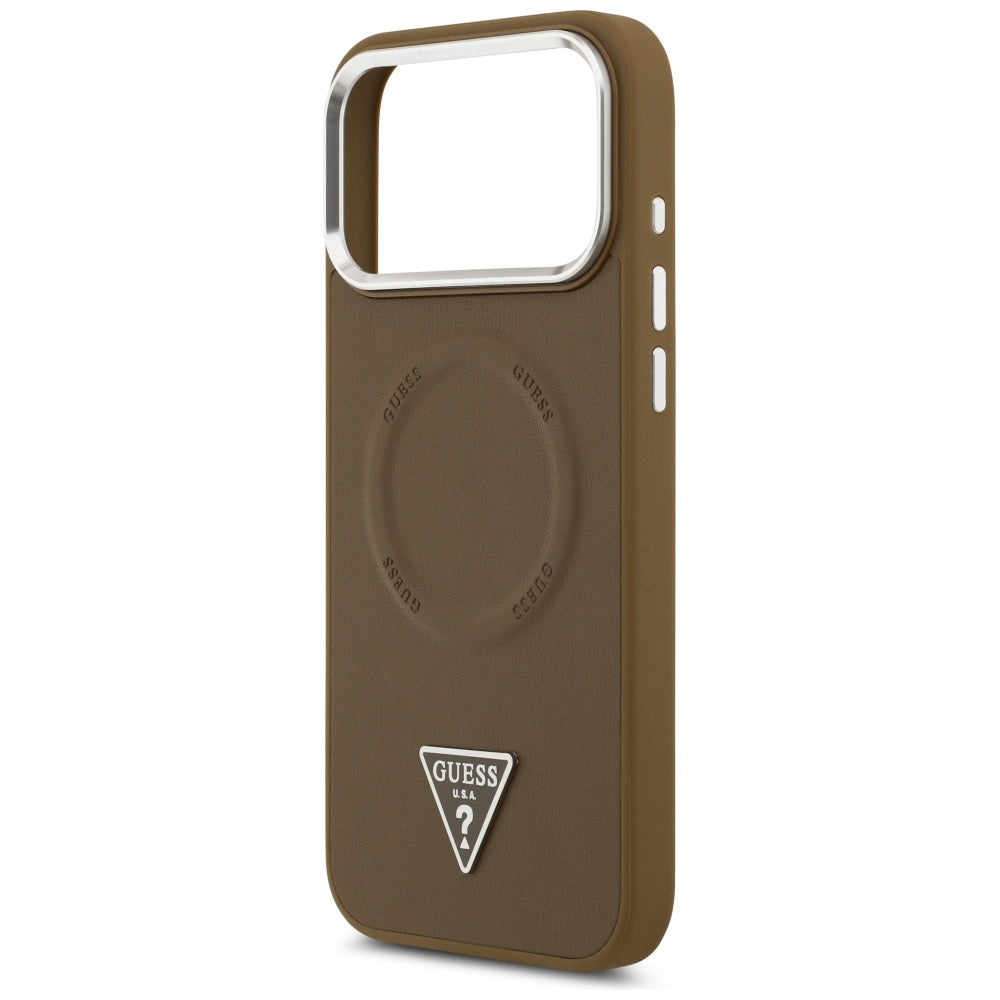 Калъф MagSafe за Apple iPhone 17 Pro Max, Guess, Triangle Logo, Кафяво Сребрист