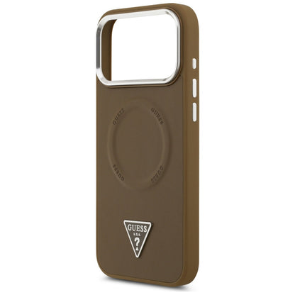 Калъф MagSafe за Apple iPhone 17 Pro Max, Guess, Triangle Logo, Кафяво Сребрист
