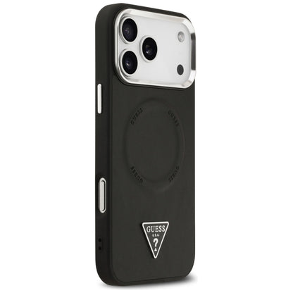 Калъф MagSafe за Apple iPhone 17 Pro Max, Guess, Triangle Logo, Черен Сребрист