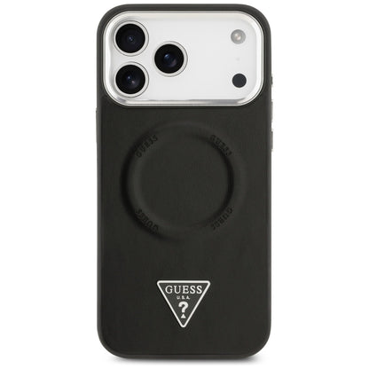 Калъф MagSafe за Apple iPhone 17 Pro Max, Guess, Triangle Logo, Черен Сребрист