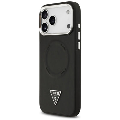 Калъф MagSafe за Apple iPhone 17 Pro Max, Guess, Triangle Logo, Черен Сребрист