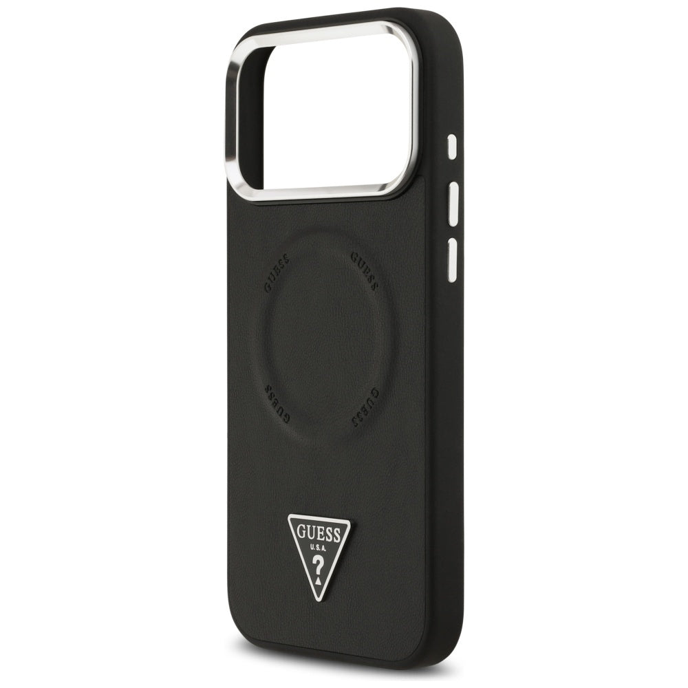 Калъф MagSafe за Apple iPhone 17 Pro Max, Guess, Triangle Logo, Черен Сребрист