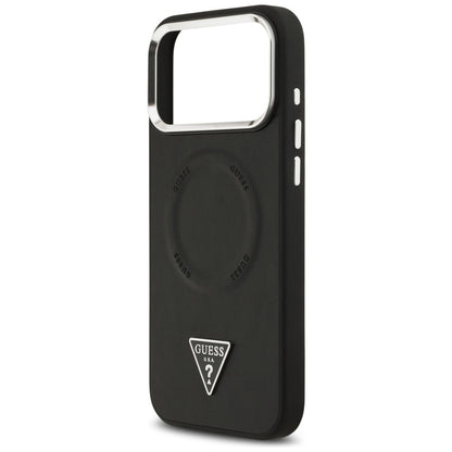 Калъф MagSafe за Apple iPhone 17 Pro Max, Guess, Triangle Logo, Черен Сребрист