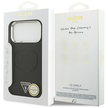 Калъф MagSafe за Apple iPhone 17 Pro Max, Guess, Triangle Logo, Черен Сребрист