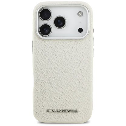 Калъф MagSafe за Apple iPhone 17 Pro Max, Karl Lagerfeld, FW Stamped Karl, Бежов