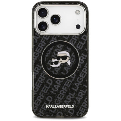 Калъф MagSafe за Apple iPhone 17 Pro Max, Karl Lagerfeld, Glitter Karl & Choupette Head, Черен