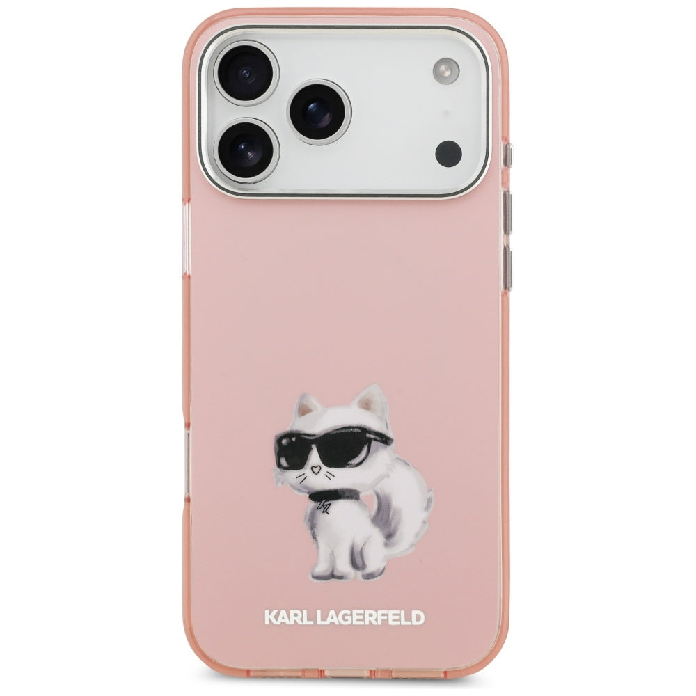 Калъф MagSafe за Apple iPhone 17 Pro Max, Karl Lagerfeld, IML Aquarelle Logo Choupette, Розов