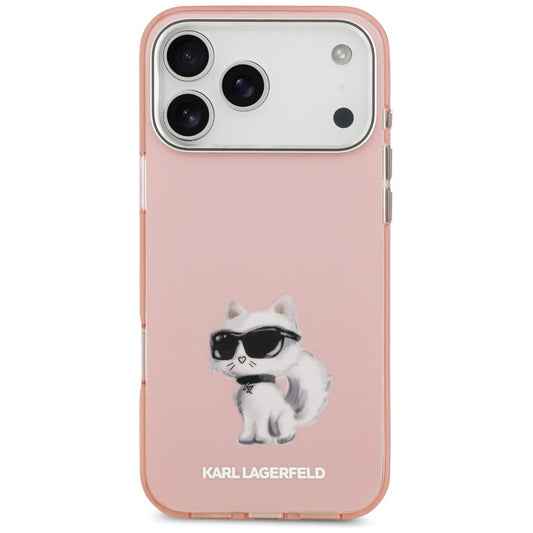 Калъф MagSafe за Apple iPhone 17 Pro Max, Karl Lagerfeld, IML Aquarelle Logo Choupette, Розов