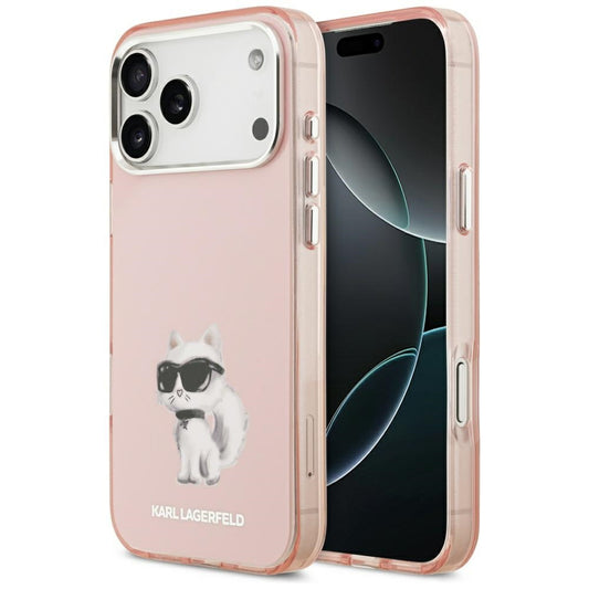 Калъф MagSafe за Apple iPhone 17 Pro Max, Karl Lagerfeld, IML Aquarelle Logo Choupette, Розов